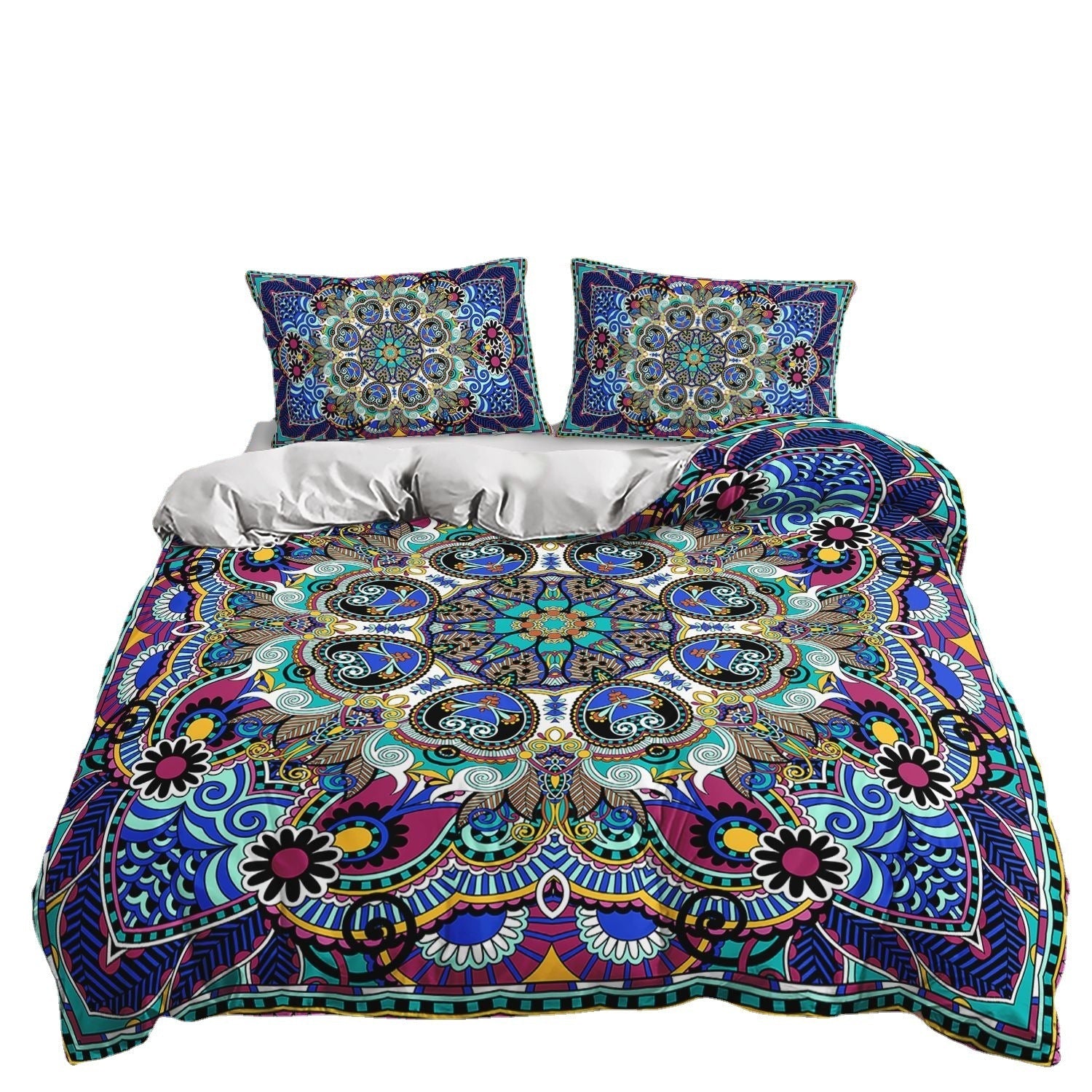 HKM-762835 Printed Quilt Cover Set with Bed Sheet and Pillowcase - Multiple Sizes Available