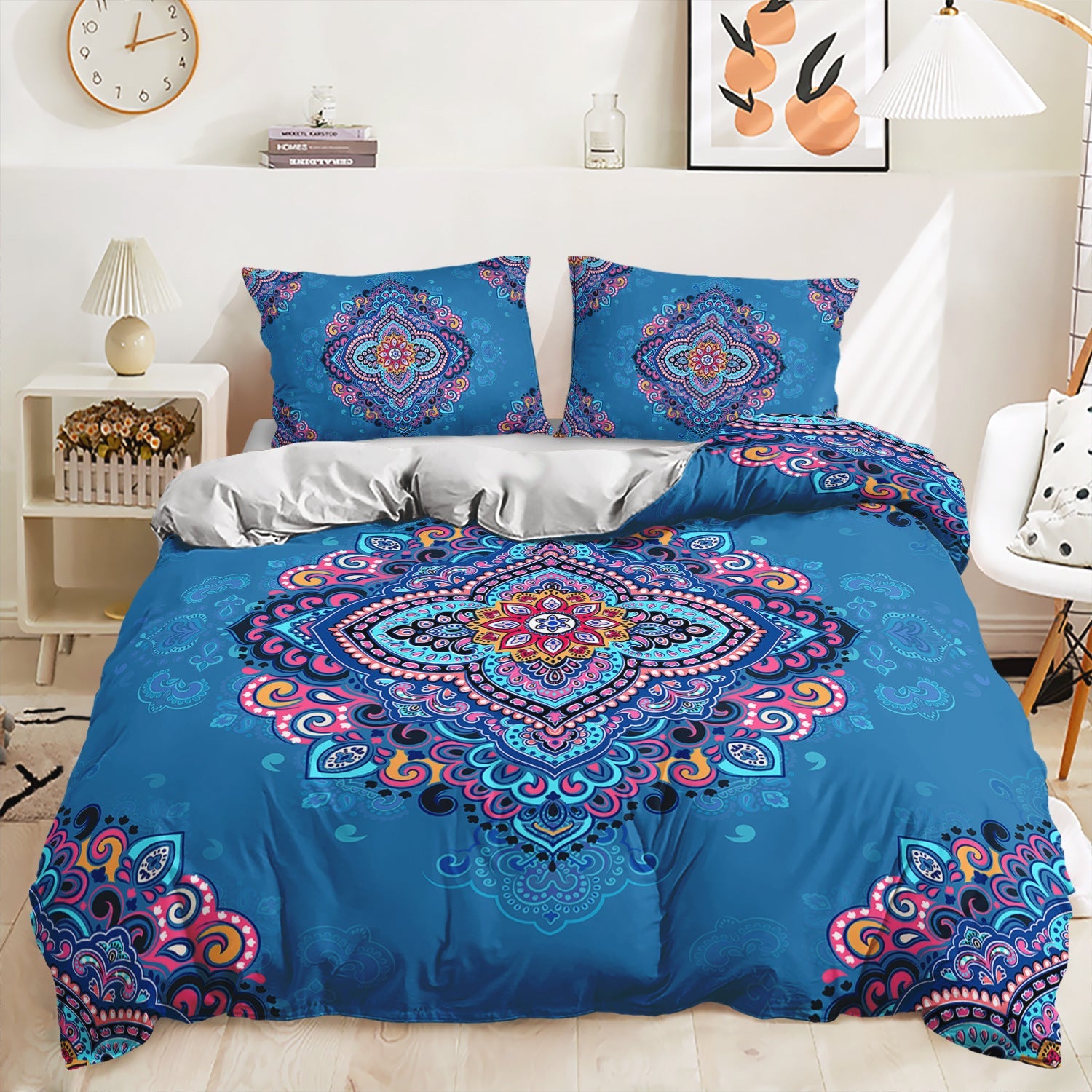 HKM-762835 Printed Quilt Cover Set with Bed Sheet and Pillowcase - Multiple Sizes Available