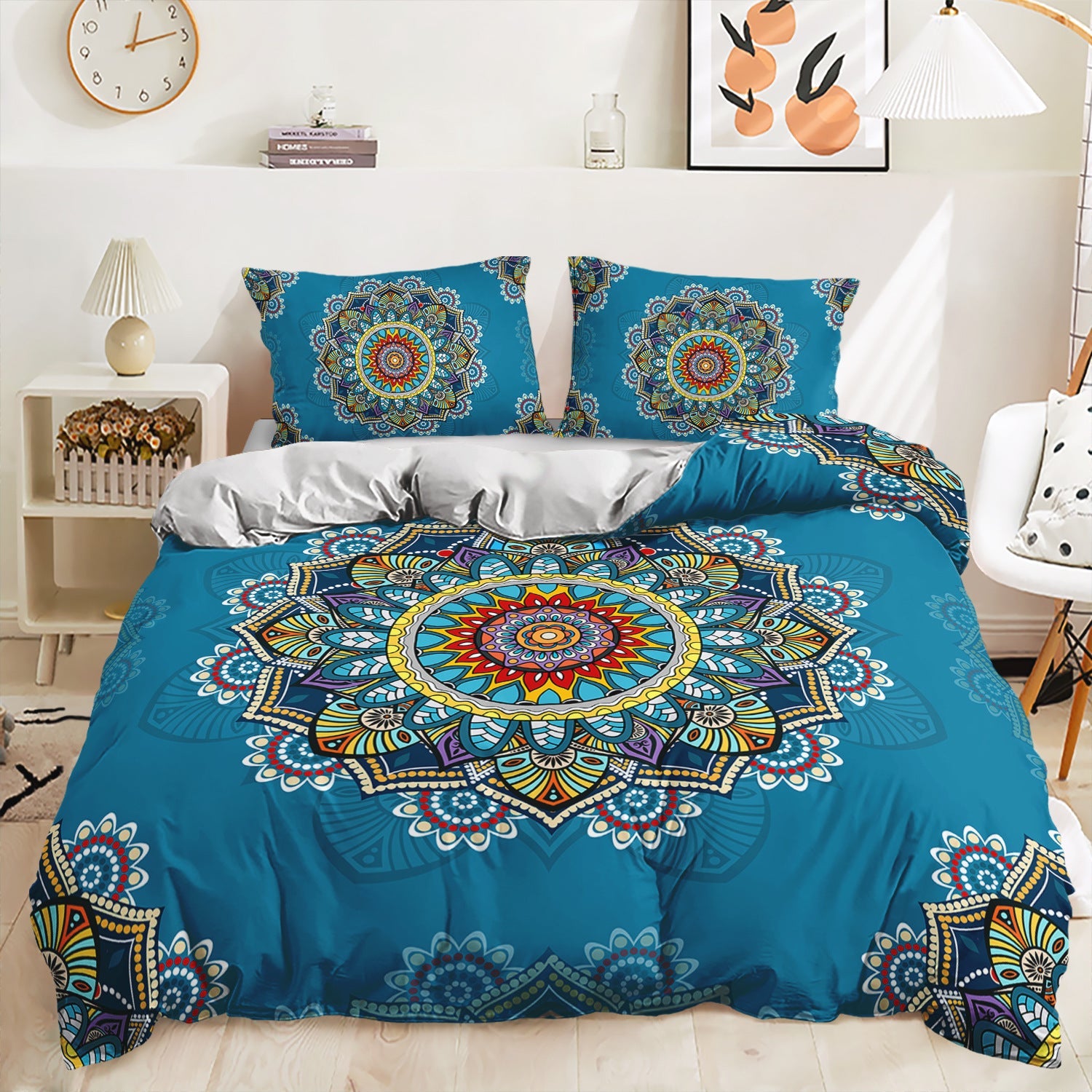 HKM-762835 Printed Quilt Cover Set with Bed Sheet and Pillowcase - Multiple Sizes Available