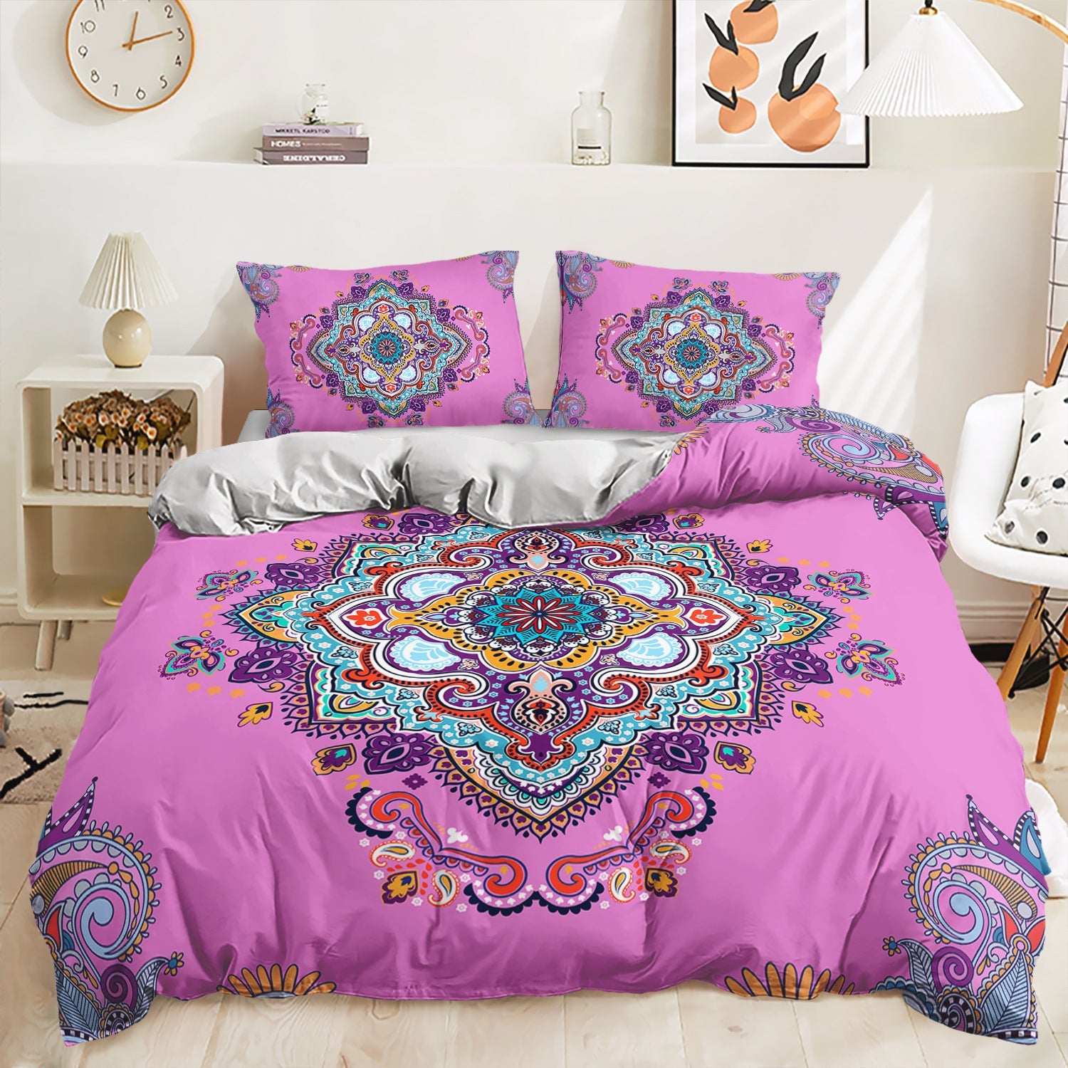 HKM-762835 Printed Quilt Cover Set with Bed Sheet and Pillowcase - Multiple Sizes Available