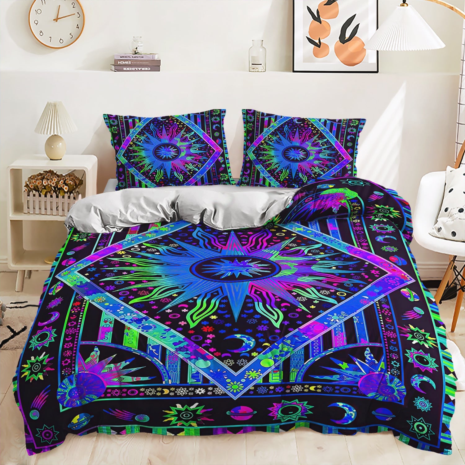 HKM-762835 Printed Quilt Cover Set with Bed Sheet and Pillowcase - Multiple Sizes Available