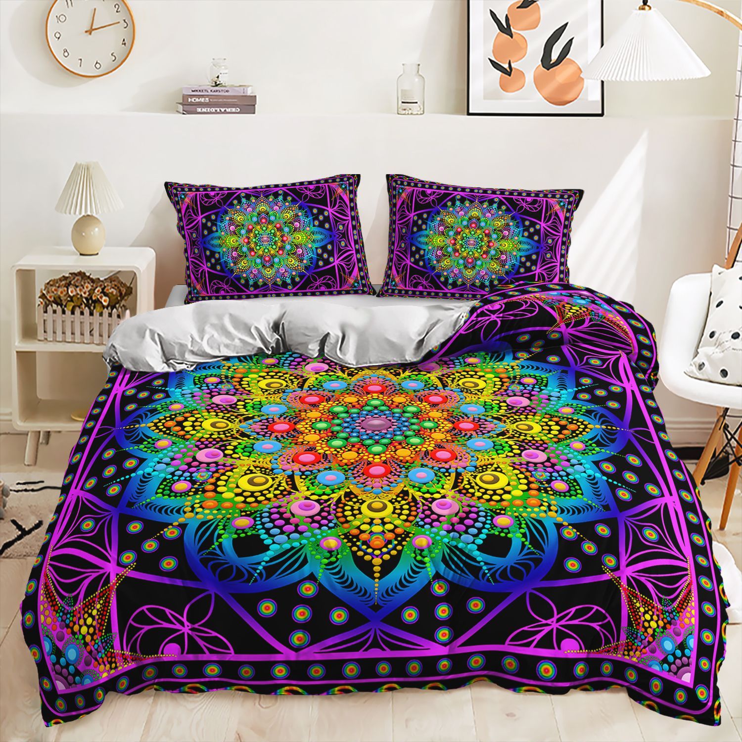 HKM-762835 Printed Quilt Cover Set with Bed Sheet and Pillowcase - Multiple Sizes Available