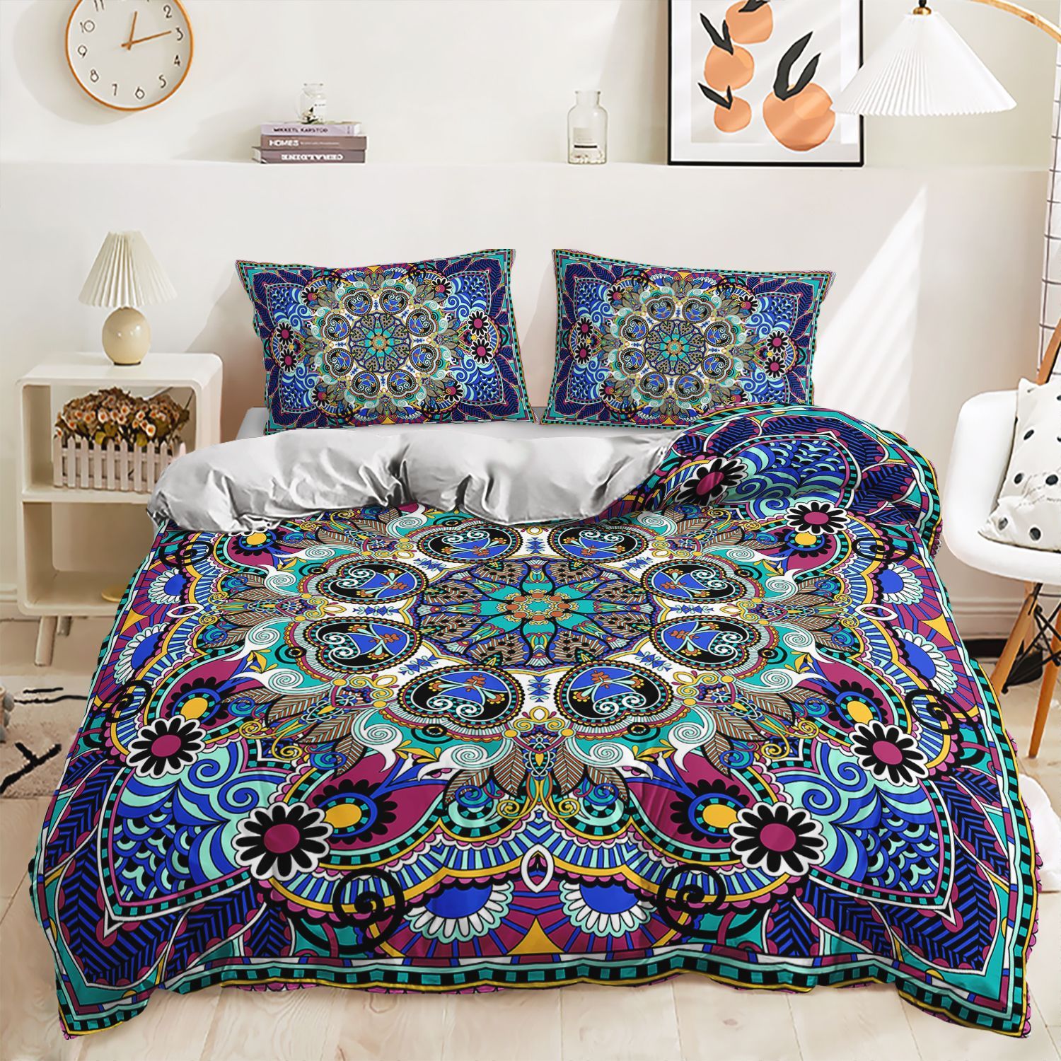 HKM-762835 Printed Quilt Cover Set with Bed Sheet and Pillowcase - Multiple Sizes Available