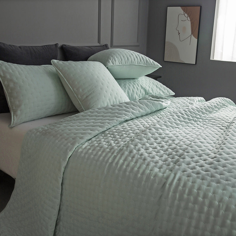 HKM-762835 Universal Solid Color Quilted Bedspread - Soft Chemical Fiber, Available in Two Sizes