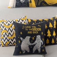 HKM-762899 Cotton and Hemp Blend Decorative Pillow with Printed Design - 45x45cm