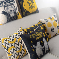 HKM-762899 Cotton and Hemp Blend Decorative Pillow with Printed Design - 45x45cm