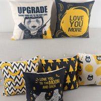 HKM-762899 Cotton and Hemp Blend Decorative Pillow with Printed Design - 45x45cm