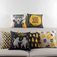HKM-762899 Cotton and Hemp Blend Decorative Pillow with Printed Design - 45x45cm
