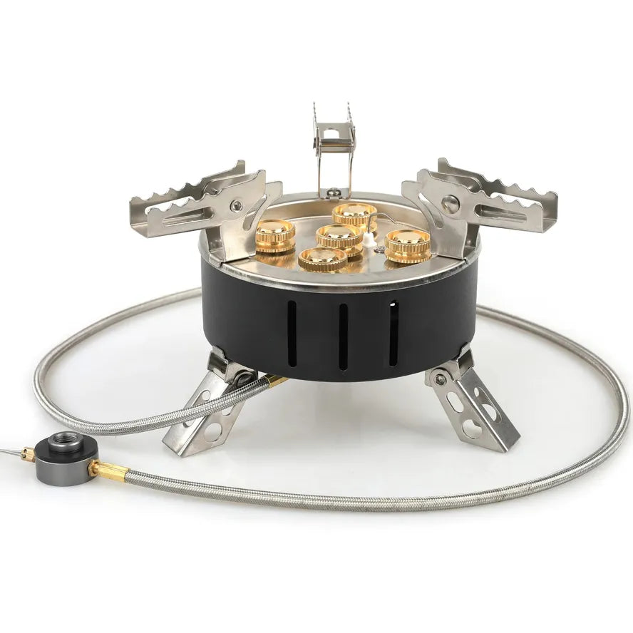 KTX-763027 5-Burner Stainless Steel Gas Stove for Outdoor Cooking and Camping