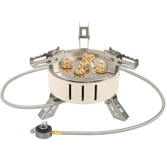 KTX-763027 5-Burner Stainless Steel Gas Stove for Outdoor Cooking and Camping