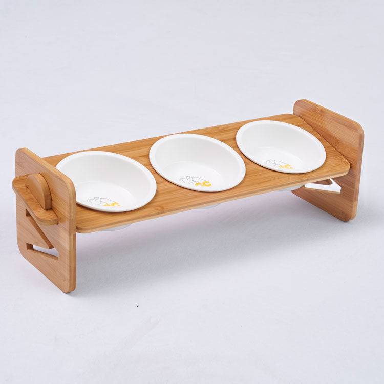 HKM-763027 Bamboo Double Bowl Frame with Single and Double Compartments