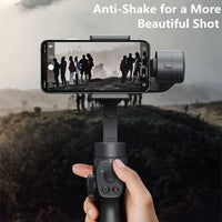 HKM-763027 Three-Axis Handheld Stabilizer for Mobile Phones - Black, ABS+PC, Supports Phones Up to 92mm, Max Weight 250g