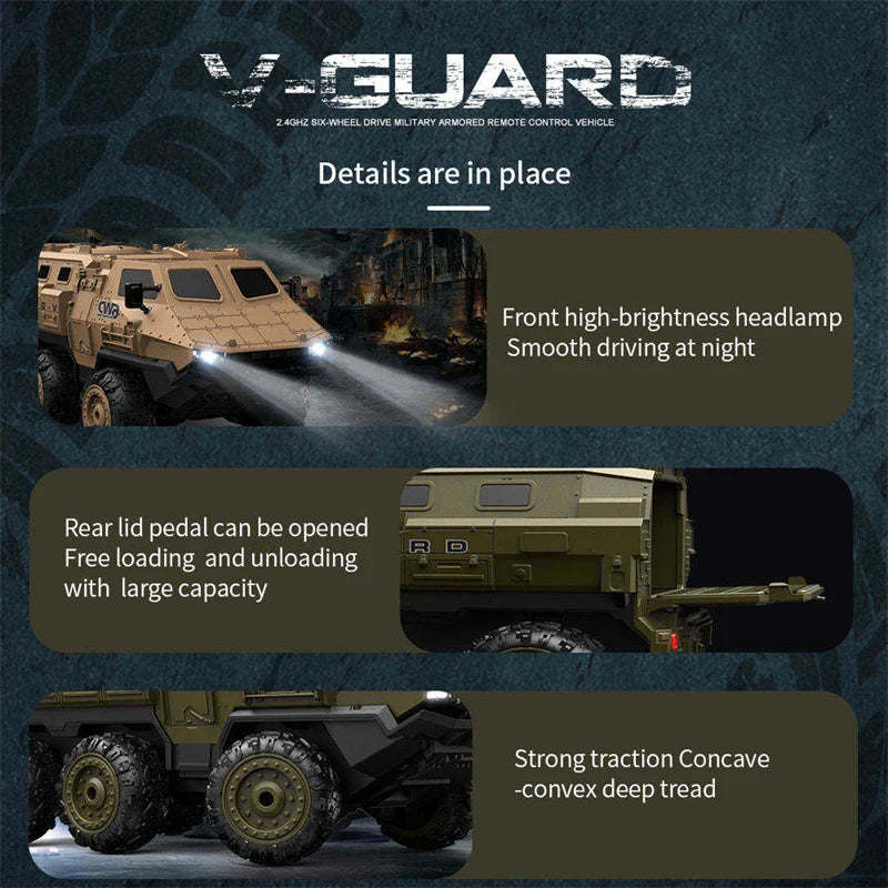 HKM-763091 1/16 RC High-Speed Climbing Armored Car Toy for Kids - 6WD Military Vehicle