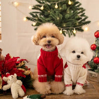 HKM-763091 Cozy Red and White Knitted Dog Sweater for Schnauzers, Available in Multiple Sizes