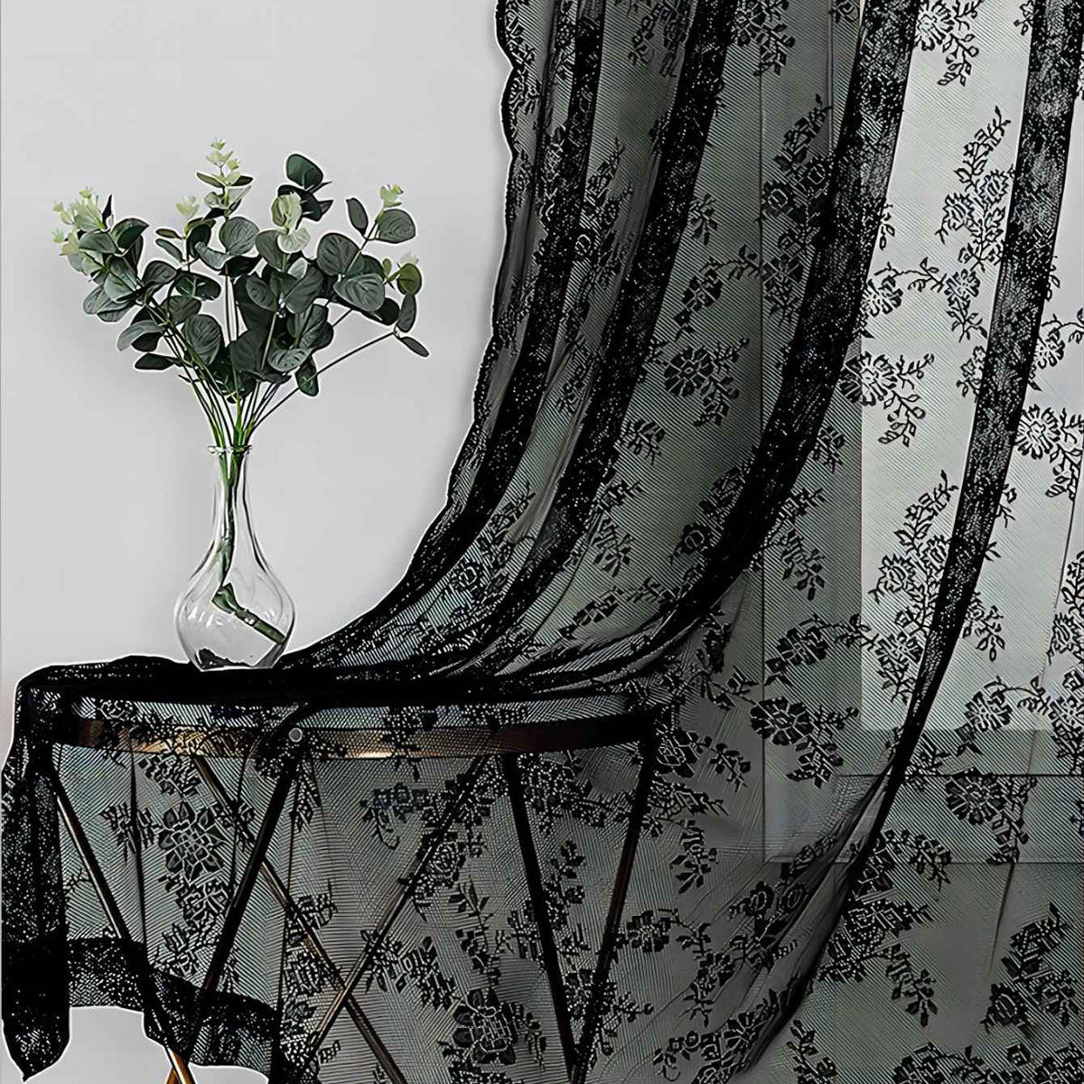 HKM-763219 Lace Half Shade Curtain for Window Treatment in Various Colors and Sizes