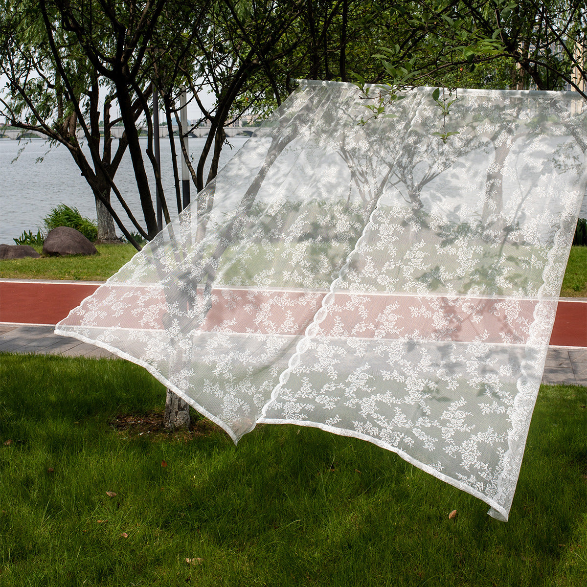 HKM-763219 Lace Half Shade Curtain for Window Treatment in Various Colors and Sizes