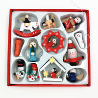 HKM-763283 Wooden Christmas Tree Ornaments - Set of Small Decorative Pieces for Holiday Cheer