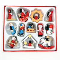 HKM-763283 Wooden Christmas Tree Ornaments - Set of Small Decorative Pieces for Holiday Cheer