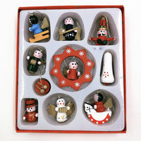 HKM-763283 Wooden Christmas Tree Ornaments - Set of Small Decorative Pieces for Holiday Cheer