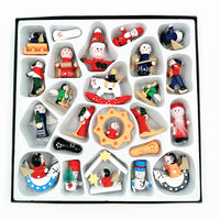 HKM-763283 Wooden Christmas Tree Ornaments - Set of Small Decorative Pieces for Holiday Cheer