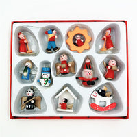 HKM-763283 Wooden Christmas Tree Ornaments - Set of Small Decorative Pieces for Holiday Cheer