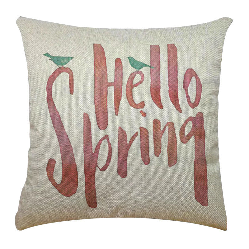 HKM-763347 Bicycle Illustration Linen Pillow Cover with Floral Design - Modern Cushion 40x40cm & 45x45cm