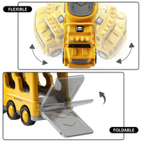 HKM-763475 5-in-1 Friction Die Cast Construction Truck Carrier Model for Kids Ages 2-13