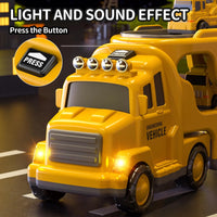 HKM-763475 5-in-1 Friction Die Cast Construction Truck Carrier Model for Kids Ages 2-13