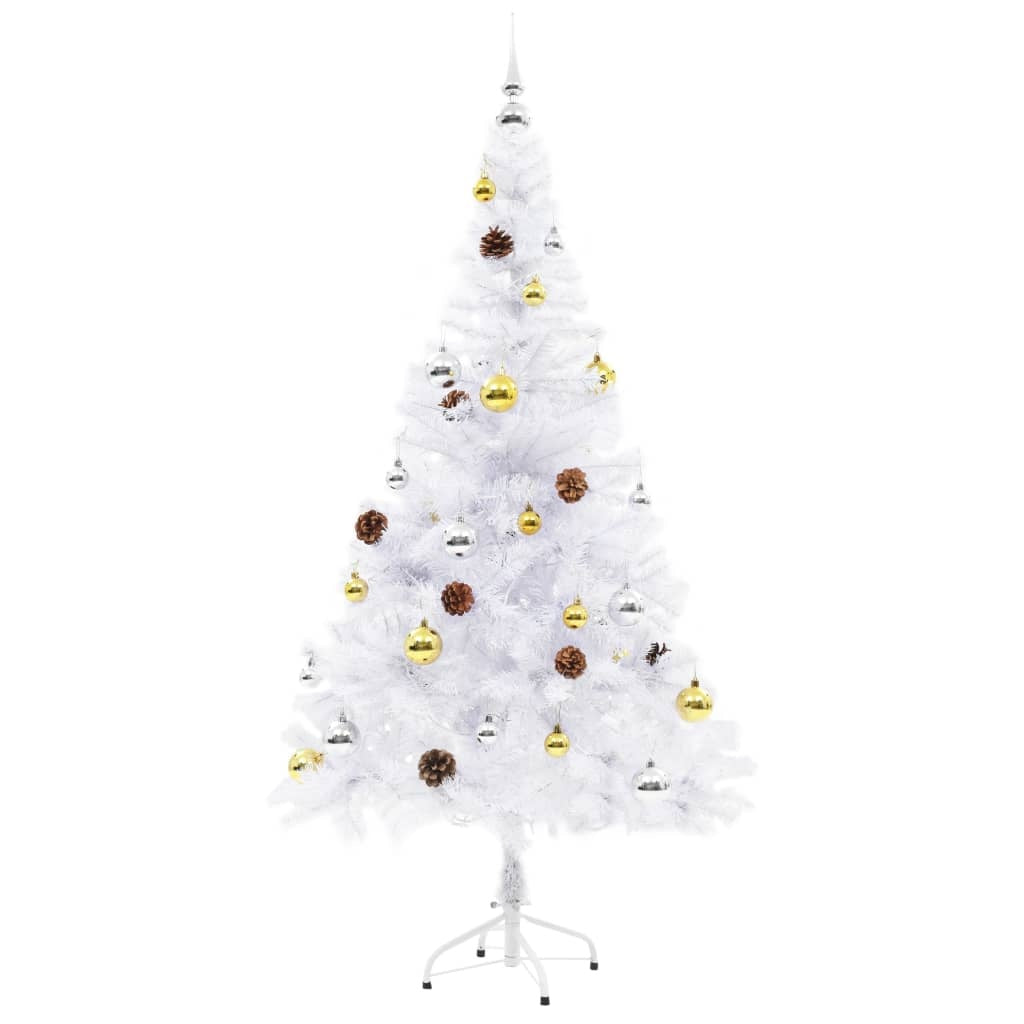 HKM-763475 Artificial Christmas Tree with LED Lights and Decorative Baubles, 150 cm Height