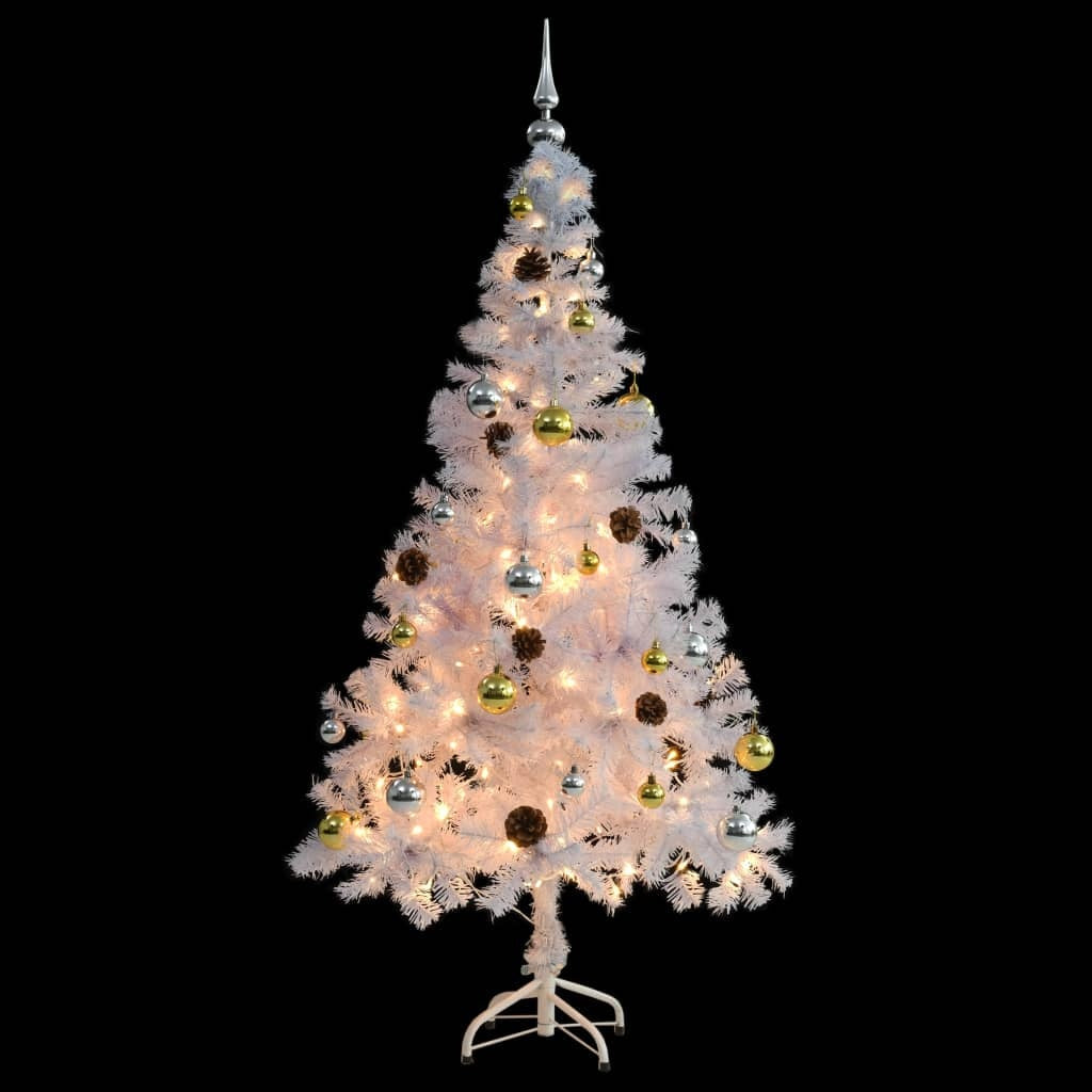 HKM-763475 Artificial Christmas Tree with LED Lights and Decorative Baubles, 150 cm Height