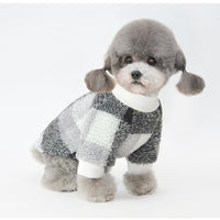 HKM-763539 Plaid Velvet Padded Pet Shirt in Gray and Red Lattice Patterns