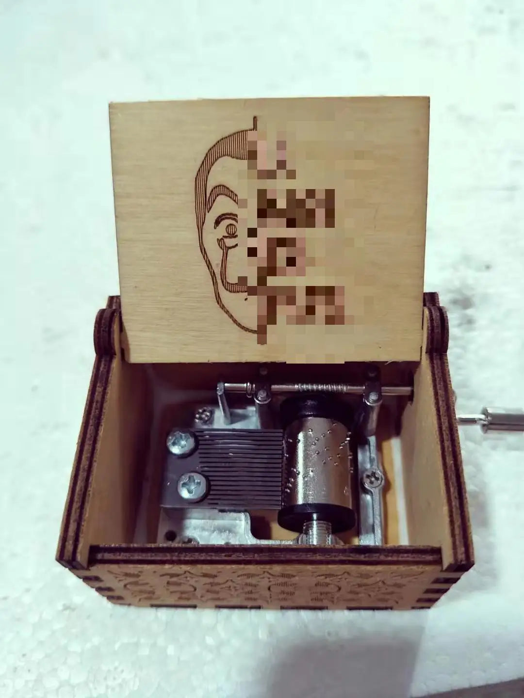 HKM-763667 Antique Carved Wooden Music Box for Kids - Hand Crank Bella Ciao Tune