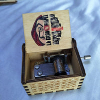 HKM-763667 Antique Carved Wooden Music Box for Kids - Hand Crank Bella Ciao Tune