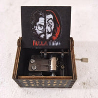 HKM-763667 Antique Carved Wooden Music Box for Kids - Hand Crank Bella Ciao Tune