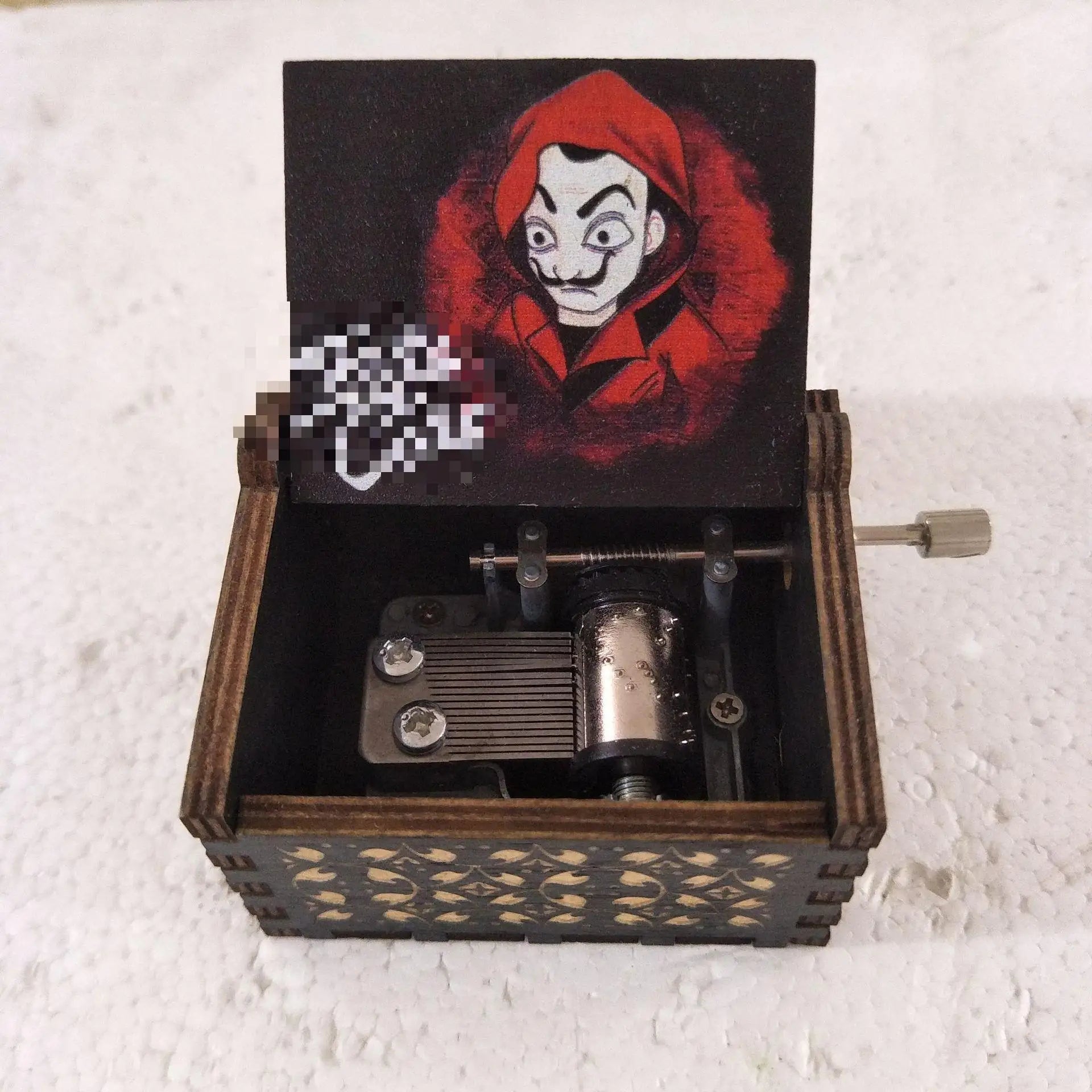 HKM-763667 Antique Carved Wooden Music Box for Kids - Hand Crank Bella Ciao Tune