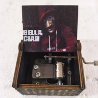 HKM-763667 Antique Carved Wooden Music Box for Kids - Hand Crank Bella Ciao Tune