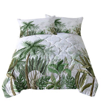 HKM-763667 Coconut and Banana Leaf Pattern Microfiber Duvet Cover Set for Double Bed, Includes Comforter and Pillowcases
