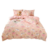 HKM-763667 Coral Velvet Bedding Set with Plant Floral Pattern - 4-Piece Cotton Flannel Sheets for Various Bed Sizes