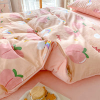HKM-763667 Coral Velvet Bedding Set with Plant Floral Pattern - 4-Piece Cotton Flannel Sheets for Various Bed Sizes