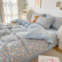 HKM-763667 Coral Velvet Bedding Set with Plant Floral Pattern - 4-Piece Cotton Flannel Sheets for Various Bed Sizes