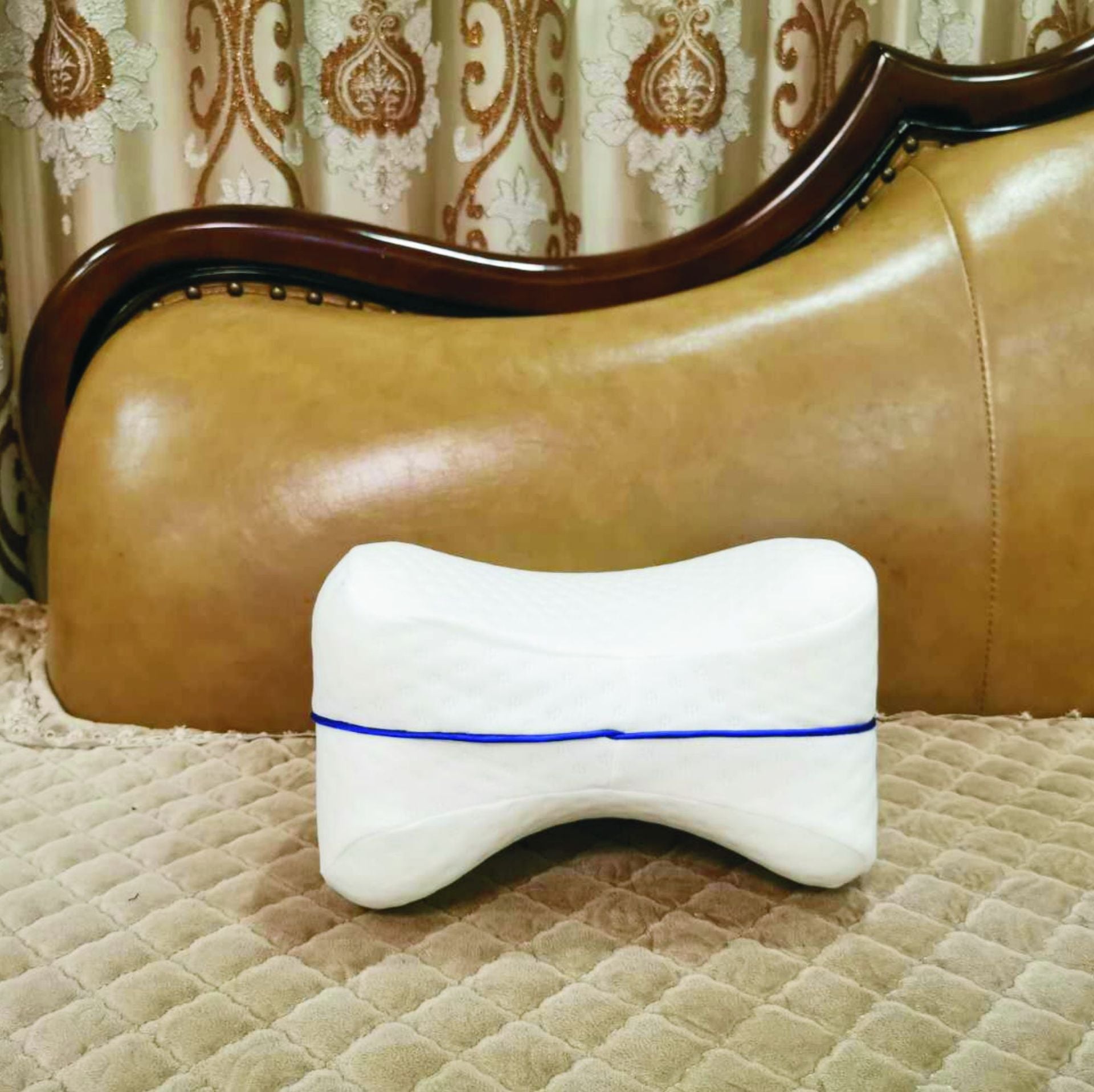 HKM-763795 Memory Foam Heart-Shaped Leg Pillow for Comfort and Support, 25x25x15cm, Blue