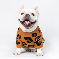 HKM-763923 Leopard Print Casual Sweater for Dogs and Cats - Wool Fabric, Multiple Sizes Available