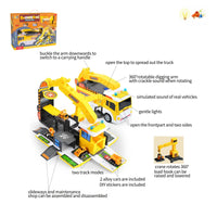 HKM-763923 Transforming Fire Truck Storage Parking Lot Toy Set with Diecast Vehicle for Kids Ages 3+
