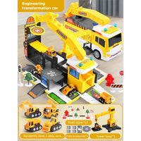 HKM-763923 Transforming Fire Truck Storage Parking Lot Toy Set with Diecast Vehicle for Kids Ages 3+