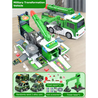 HKM-763923 Transforming Fire Truck Storage Parking Lot Toy Set with Diecast Vehicle for Kids Ages 3+