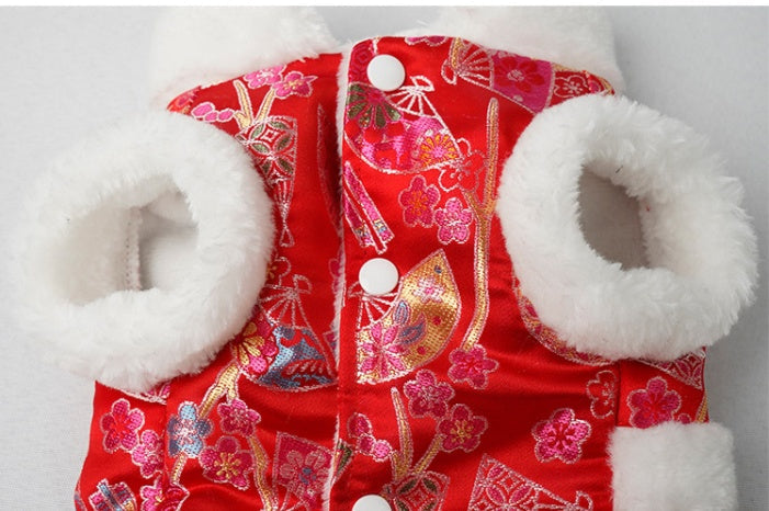 HKM-763987 Cozy Cotton Pet Clothes for Winter - Warmth in Pink, Red, and Black