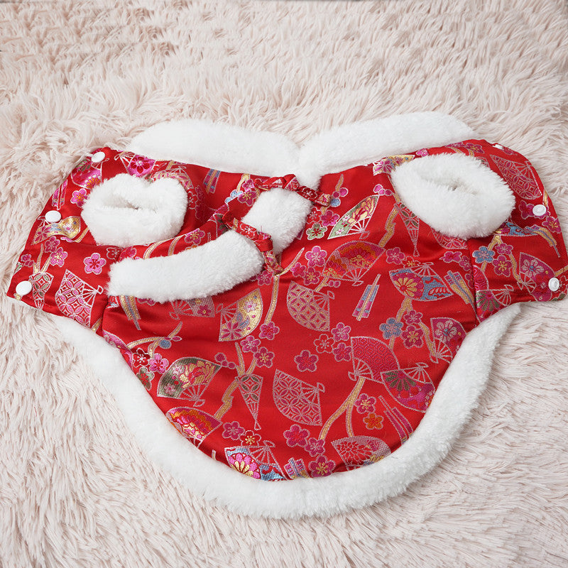 HKM-763987 Cozy Cotton Pet Clothes for Winter - Warmth in Pink, Red, and Black