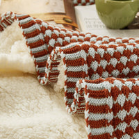 HKM-763987 Thick Wool Blanket with Geometric Patterns in Two-Color Jacquard Designs