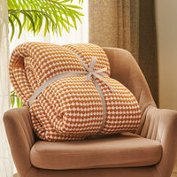 HKM-763987 Thick Wool Blanket with Geometric Patterns in Two-Color Jacquard Designs