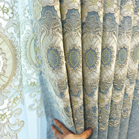HKM-764371 Elegant European Classical Embroidered Curtains for Living Room and Bedroom – High Shading 70%-90%